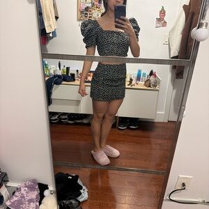 SHEIN Black and White Floral Skirt Set